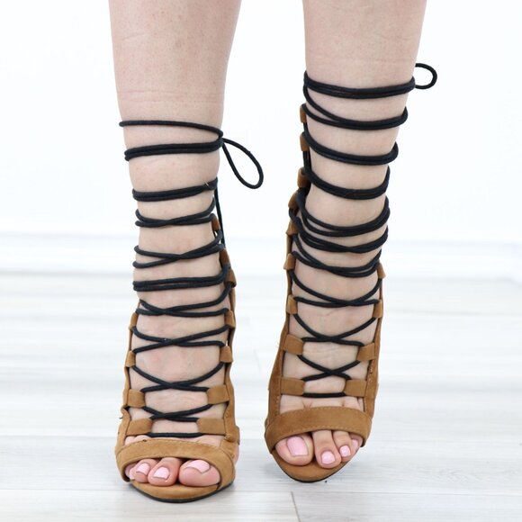 Lace-Up Strappy Gladiator High Heel Sandals - Picture 9 of 11